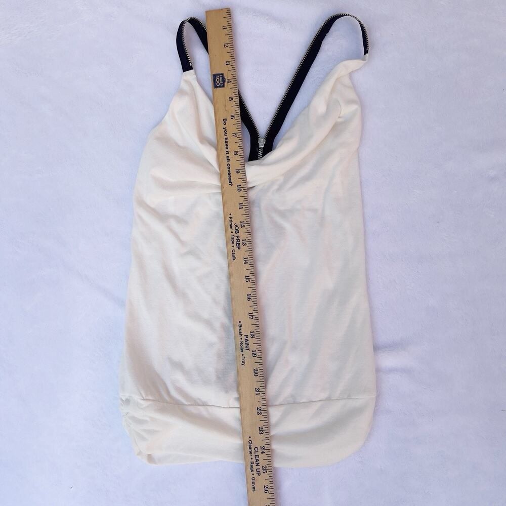 Miley Cyrus & Max Azria Cream Cowl Neck Zip Strap Tank Top Size S Y2K - Picture 6 of 10